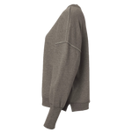 Ladies Gray Trident Sueded Crewneck Sweatshirt