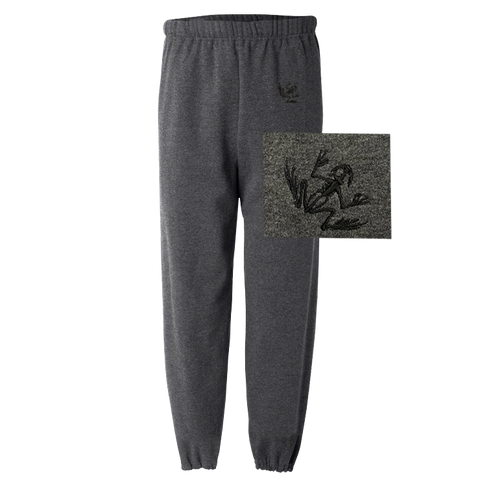 Men's Black Heather Bone Frog Sweatpants