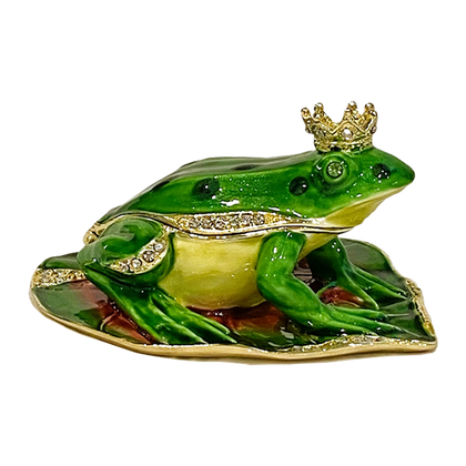 Bejeweled Frog Prince Trinket Box