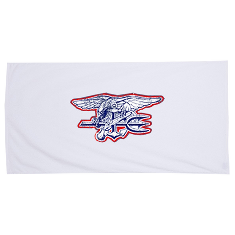 Trident White Legacy Velour Beach Towel