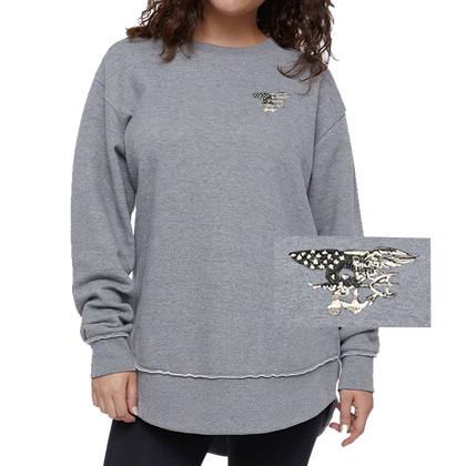 Ladies Trident Flag Granite Heather Weekend Crewneck Sweatshirt