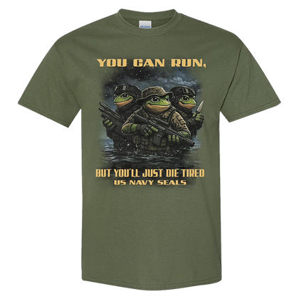 Frog Warriors: You Can Run. But You'll Just Die Tired Youth T-shirt