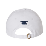 Youth White Cap with American Flag and 3D Navy Trident