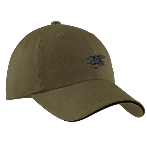 Olive Green Sandwich Hat with Black Trident
