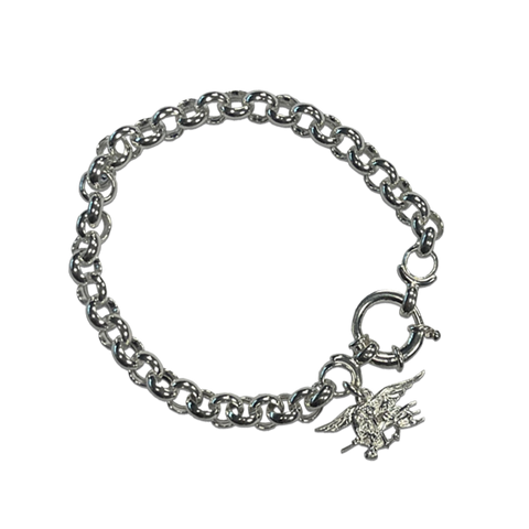 Trident Sterling Silver Charm Rolo Bracelet